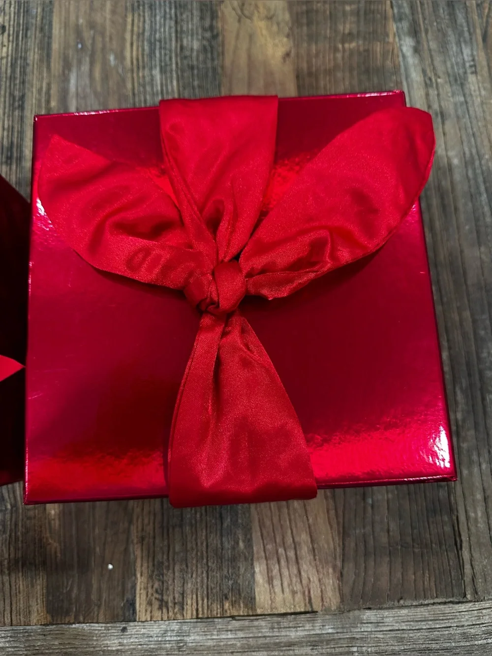 Set of Two Red Gift Boxes with Satin Bows